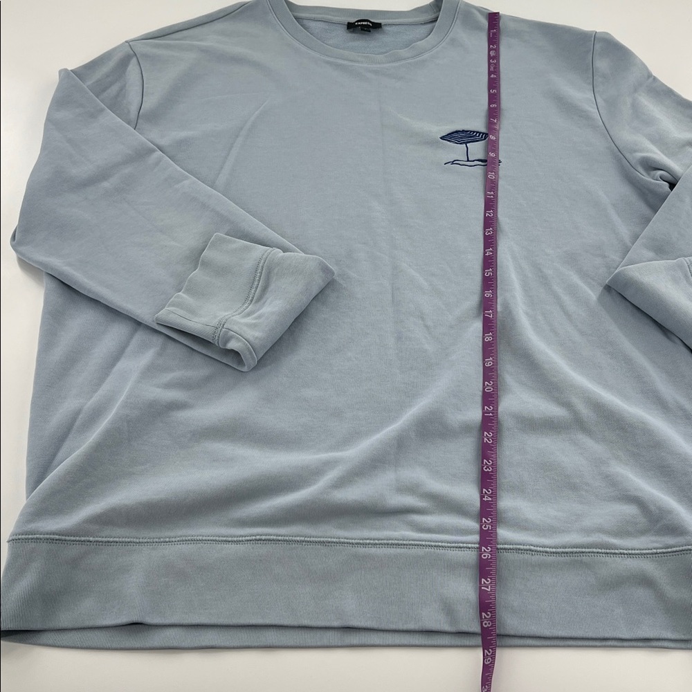Express Embroidered‎ Chest Graphic Crew Neck Sweatshirt Blue Men's L - Picture 6 of 8